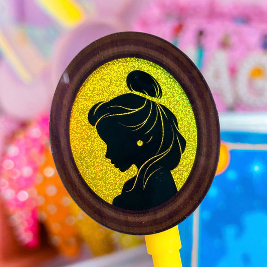 Glitter Waterproof Sticker - Princess Profile (Belle)