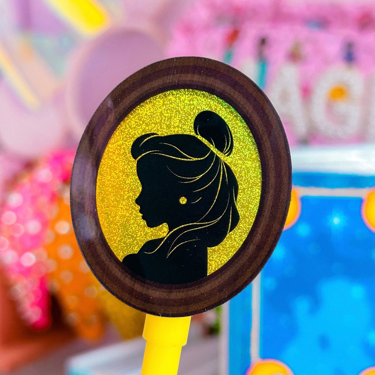 Glitter Waterproof Sticker - Princess Profile (Belle)