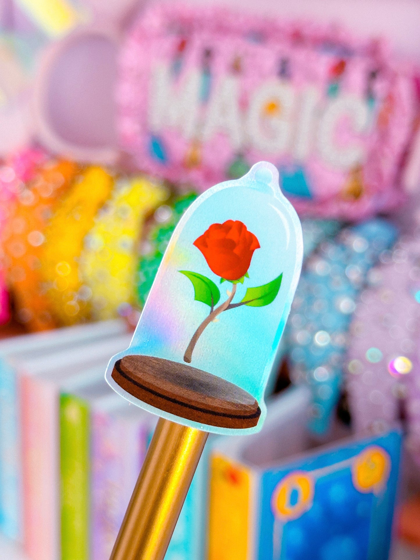 Glitter Waterproof Sticker - XS Glass Rose