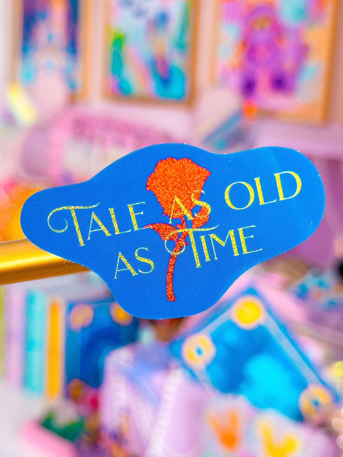 Glitter Waterproof Sticker - Tale As Old As Time (Belle)