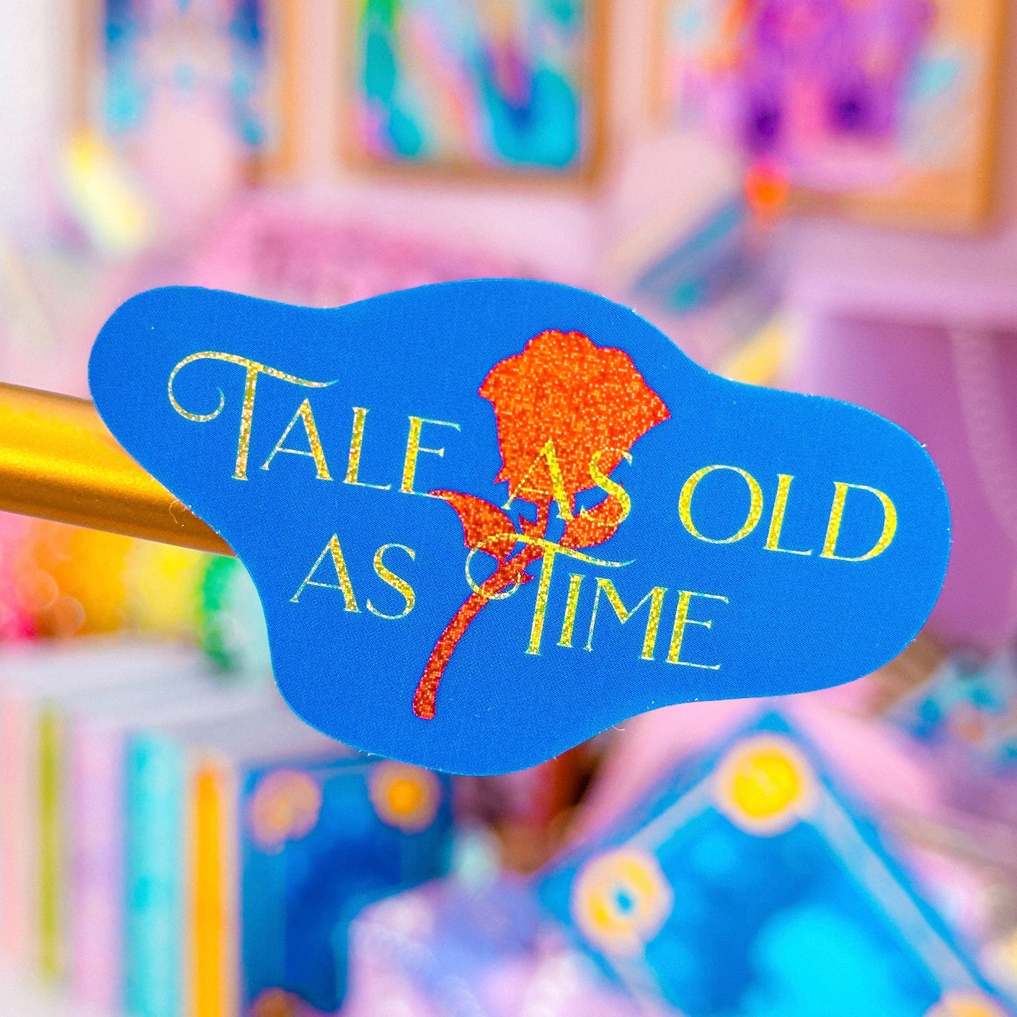 Glitter Waterproof Sticker - Tale As Old As Time (Belle)