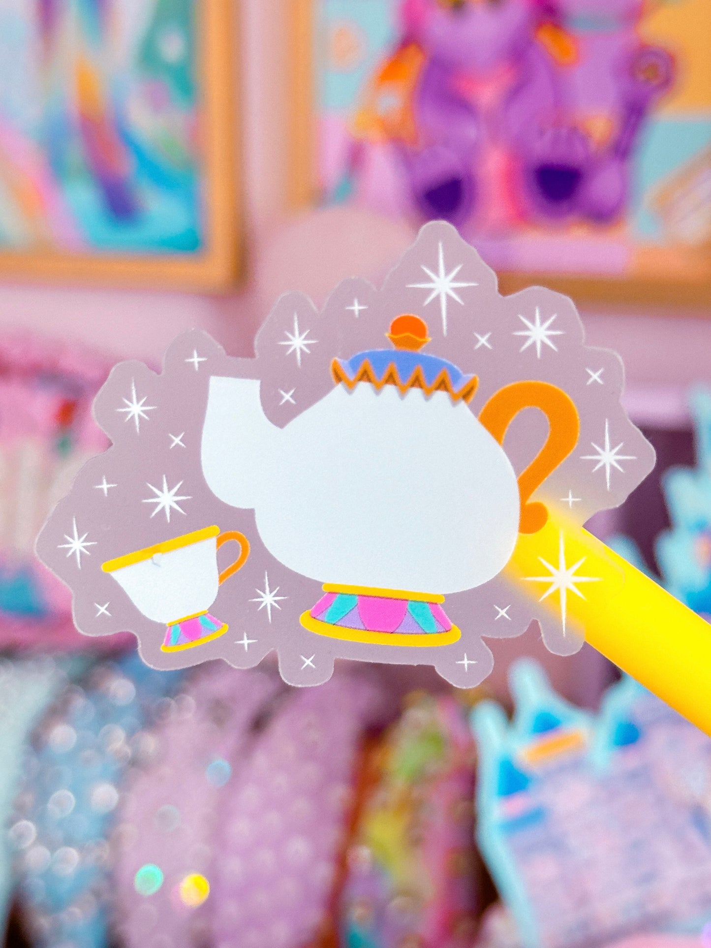 Clear Waterproof Sticker - Belle's Castle Friends (Teapots)