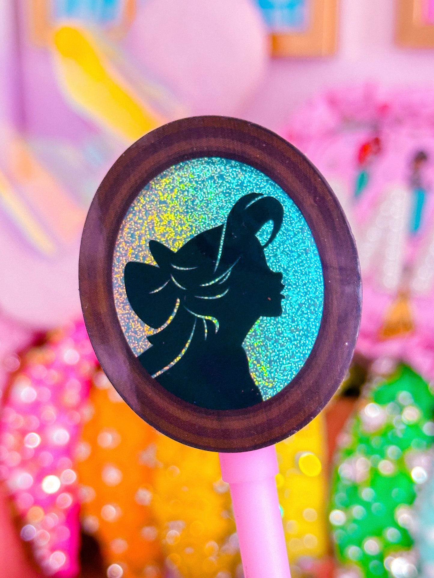 Glitter Waterproof Sticker - Princess Profile (Ariel)