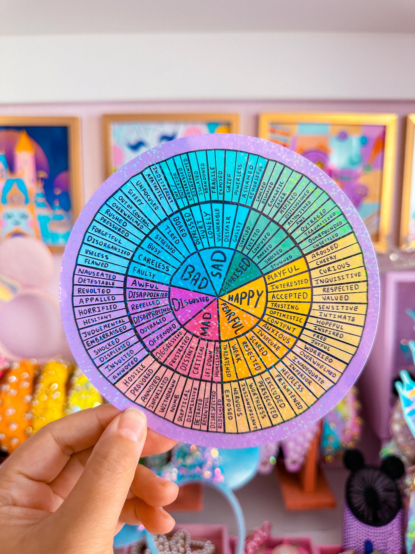 XL PAPER GLITTER STICKER - Feelings Wheel