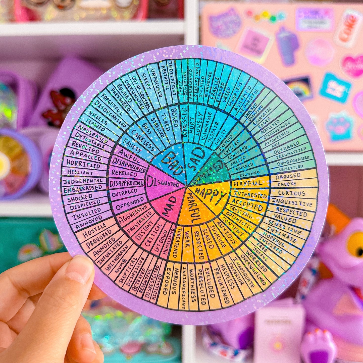 XL PAPER GLITTER STICKER - Feelings Wheel