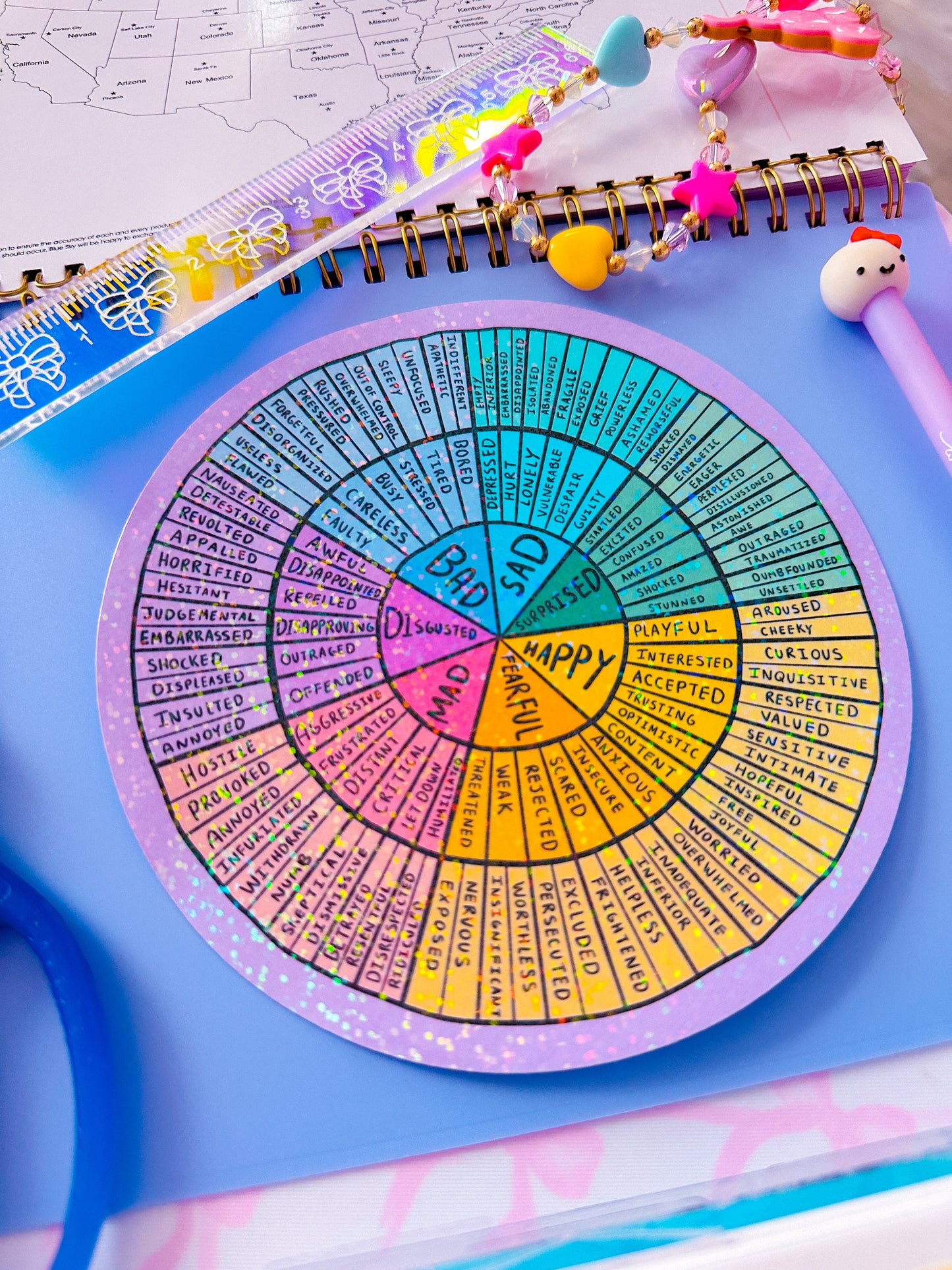 XL PAPER GLITTER STICKER - Feelings Wheel