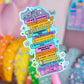 Glitter Waterproof Sticker - Cat Rainbow Stack