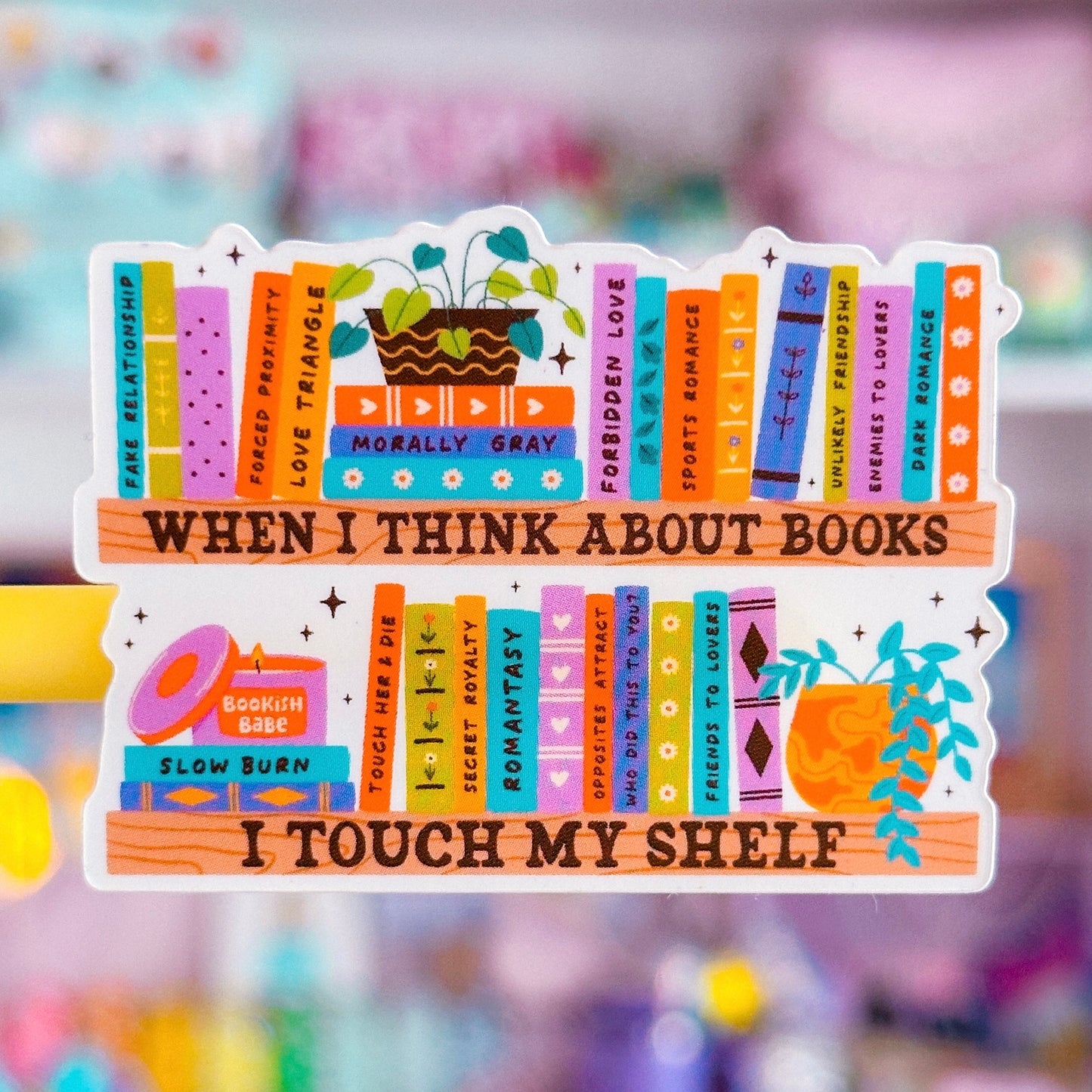 Vinyl Waterproof Sticker - I Touch My Shelf (Rainbow)