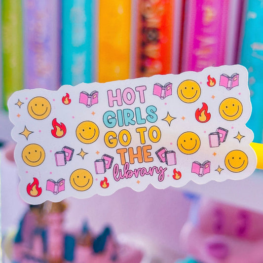 Vinyl Waterproof Sticker - Hot Girls Go To The Library