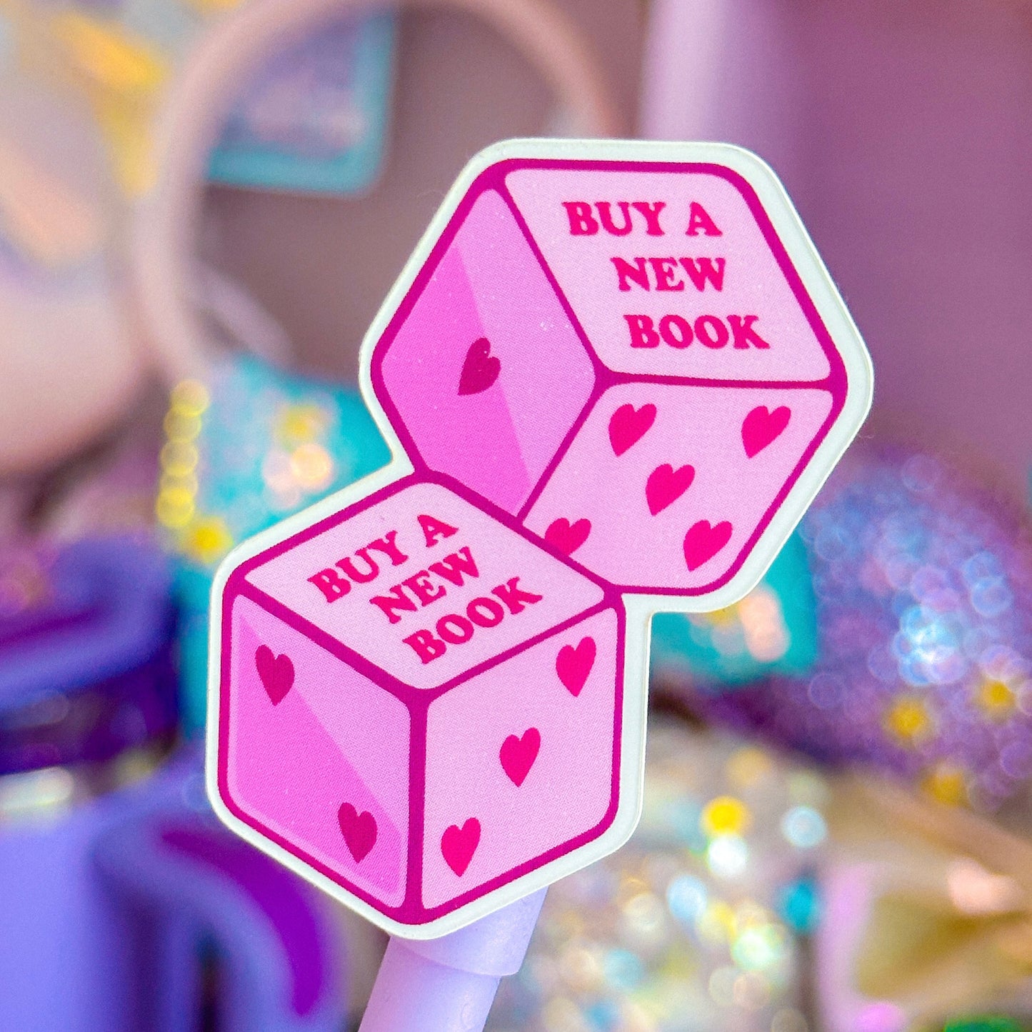 Waterproof Sticker - BOOKISH Buy New Book Dice