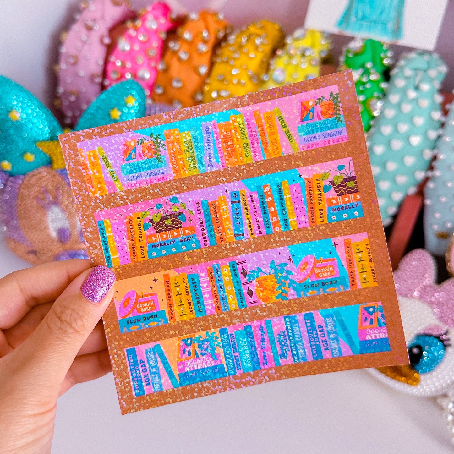 XL PAPER GLITTER STICKER - Bookish