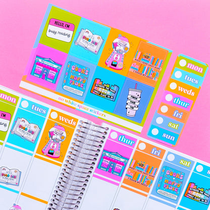 Vertical Planner Stickers (Standard 1.5") - Bookish Bright