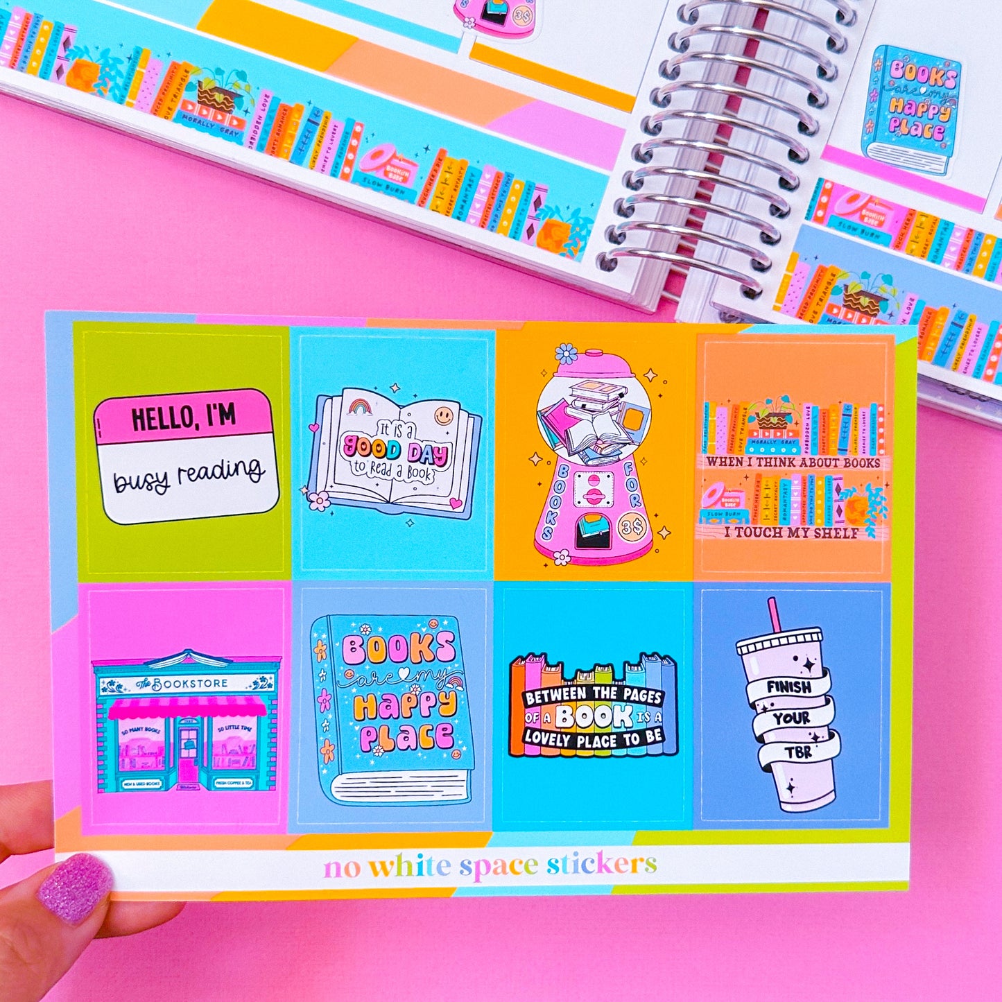 Vertical Planner Stickers (Standard 1.5") - Bookish Bright