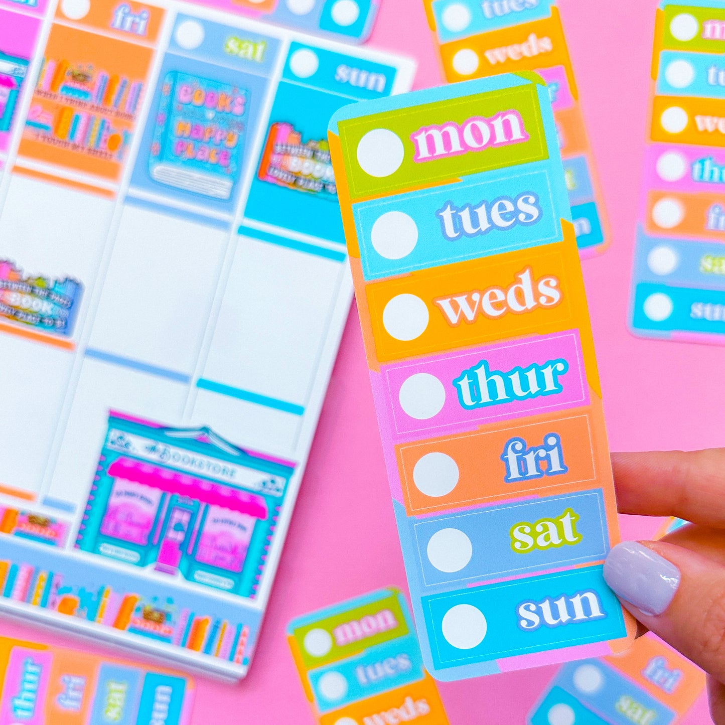 Vertical Planner Stickers (Standard 1.5") - Bookish Bright