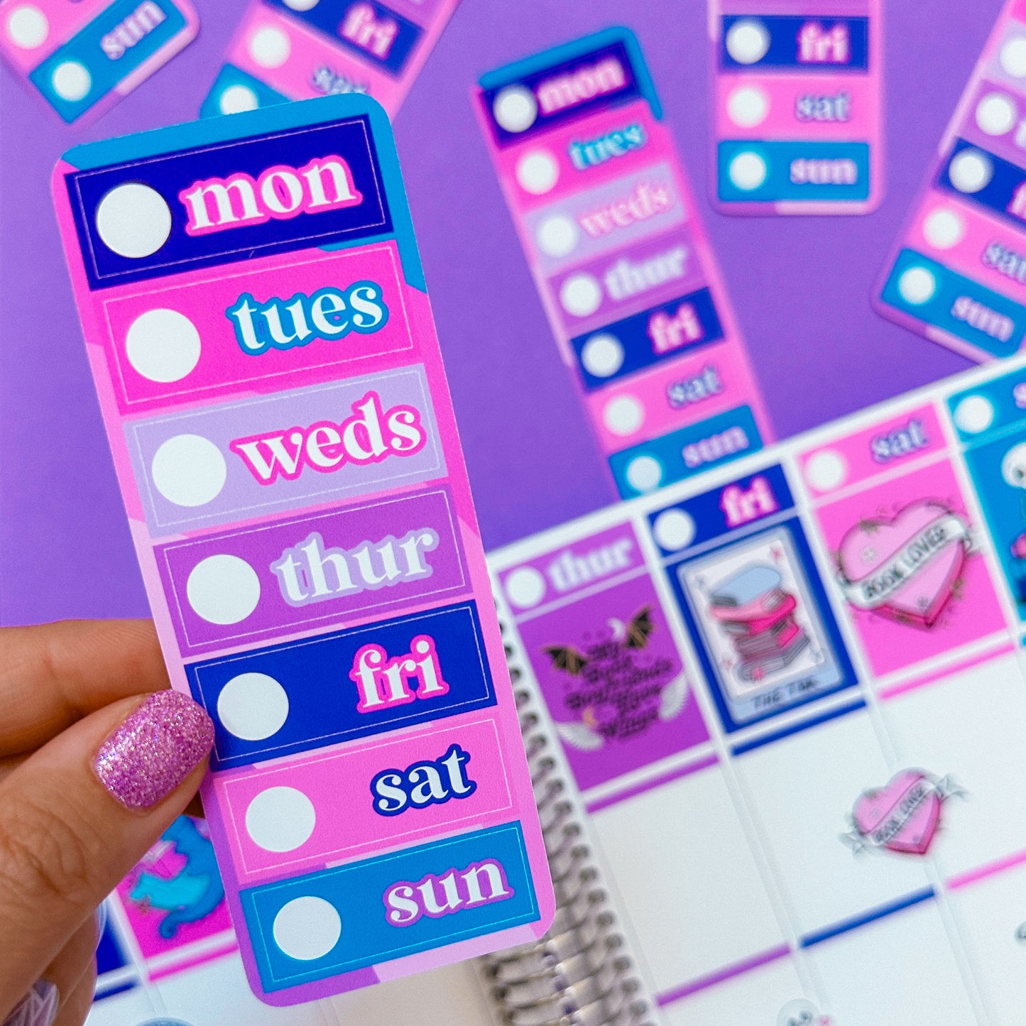 Vertical Planner Stickers (Standard 1.5") - Fantasy Reader