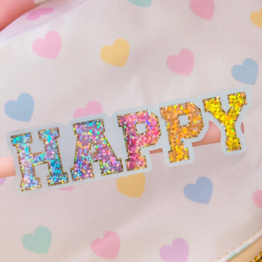 Glitter Waterproof Sticker - (Varisty Letter) HAPPY