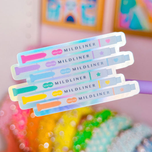 Holographic Waterproof Sticker - Rainbow Highlighters