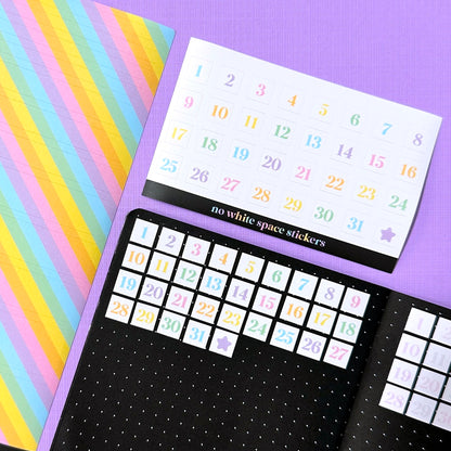 Journaling PAPER Stickers - Colored Date Squares