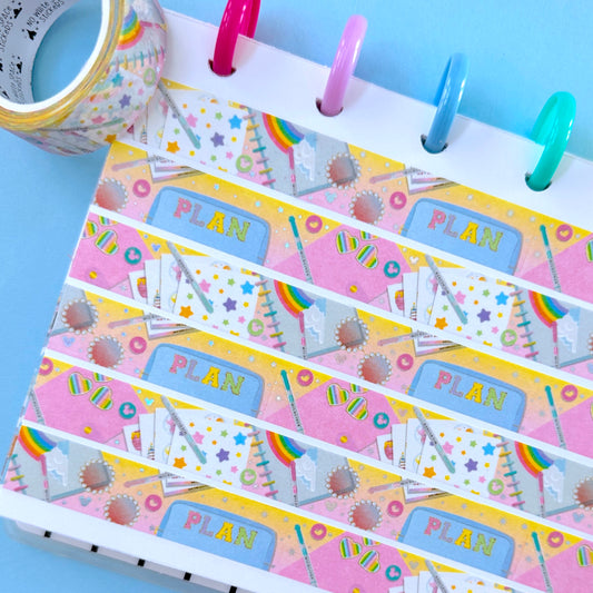 15MM Foiled Washi Tape - Planner Desk Flat Lay