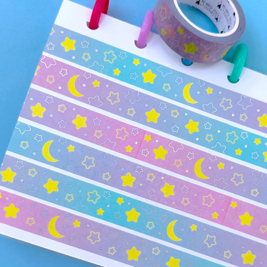 15MM Foiled Washi Tape - Tokyo Cubby Stars & Moons